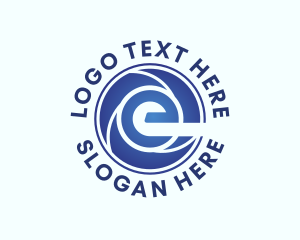 Application - Digital Technology Vortex Letter E logo design