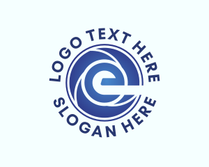 Economics - Digital Technology Vortex Letter E logo design