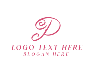Elegant Calligraphy Letter P  Logo