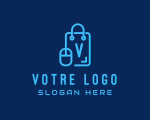 Shopping - Tech Mouse Shopping Bag logo design