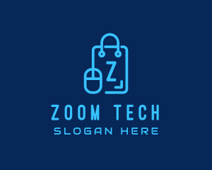 Tech Mouse Shopping Bag logo design