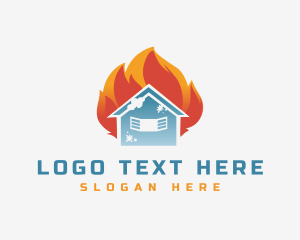 Air Conditioning - Fire Cooling House logo design