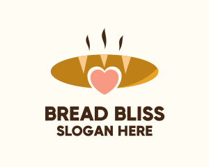 Baguette - Bread Loaf Heart logo design