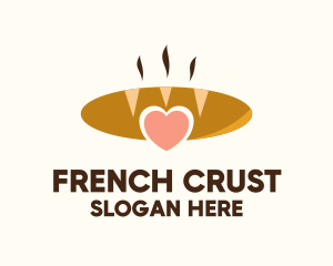 Baguette - Bread Loaf Heart logo design