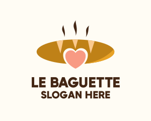 Baguette - Bread Loaf Heart logo design