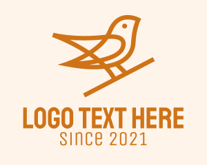 Goldcrest - Brown Bird Monoline logo design