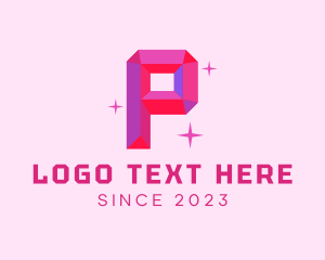 Twinkle - Shiny Gem Letter P logo design