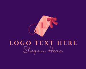 Shopping - Gift Tag Ribbon logo design