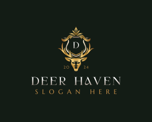 Decorative Deer Crest logo design