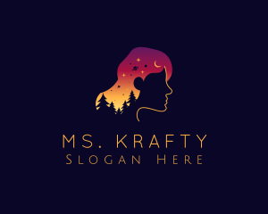 Stargazing - Cosmic Astronomy Woman logo design