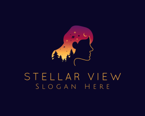 Stargazing - Cosmic Astronomy Woman logo design
