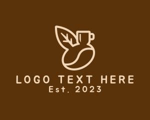Coffee Cup - Organic Coffee Bean Leaf logo design