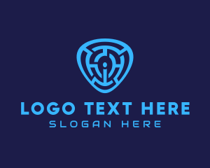 Protect - Blue Labyrinth Letter I logo design