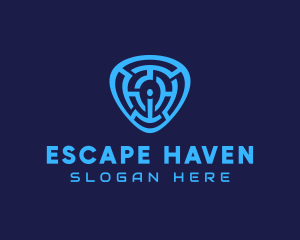 Escape - Blue Labyrinth Letter I logo design