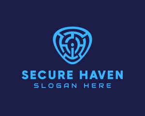 Protected - Blue Labyrinth Letter I logo design