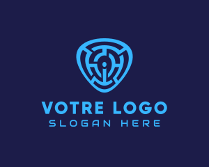 Antivirus - Blue Labyrinth Letter I logo design