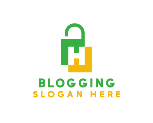 Shape - Green Yellow H Padlock logo design