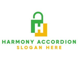 Green Yellow H Padlock logo design