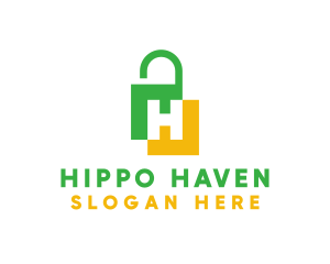 Green Yellow H Padlock logo design