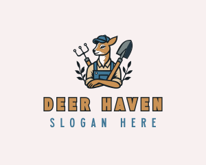 Deer Gardener Shovel logo design