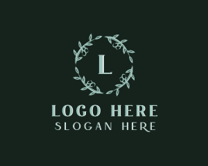 Floral Leaf Wreath Logo
