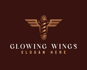 Barbershop Pole Wings logo design