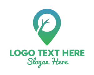 Forest - Green Tree Pin logo design
