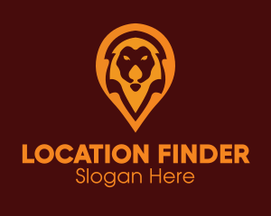 Lion Location Pin logo design