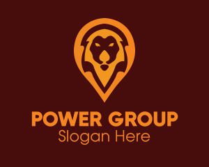 Orange - Lion Location Pin logo design