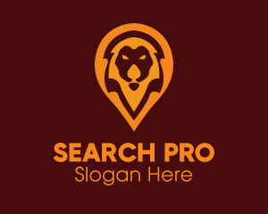 Lion Location Pin logo design