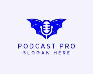 Podcaster - Microphone Podcast Wings logo design