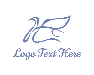 Feminine - Blue Swan Wing logo design