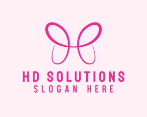 Pink Butterfly Letter H logo design