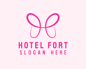 Pink Butterfly Letter H logo design