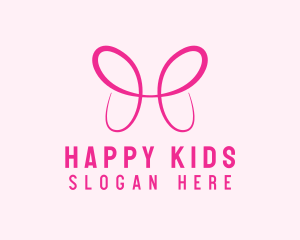 Pink Butterfly Letter H logo design