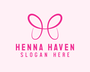 Pink Butterfly Letter H logo design