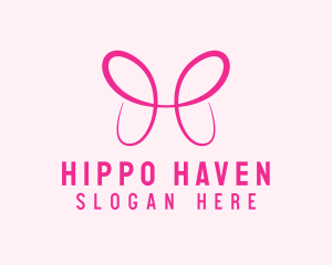 Pink Butterfly Letter H logo design