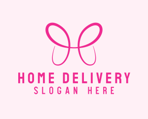 Pink Butterfly Letter H logo design