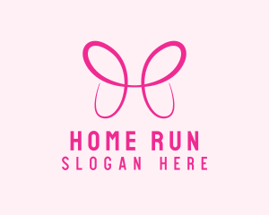 Pink Butterfly Letter H logo design