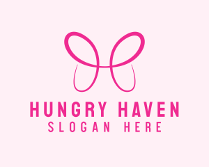 Pink Butterfly Letter H logo design