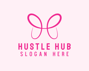 Pink Butterfly Letter H logo design