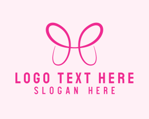 Aesthetic - Pink Butterfly Letter H logo design