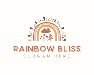 Rainbow Organic Flower logo design