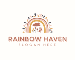 Rainbow Organic Flower logo design