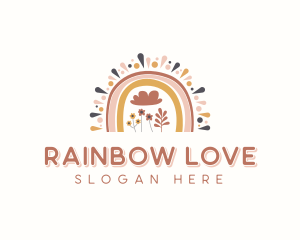 Rainbow Organic Flower logo design