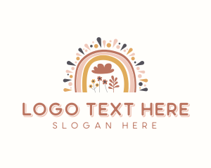 Boho - Rainbow Organic Flower logo design