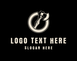 Logging - Wooden Axe Badge logo design