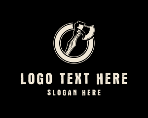 Timber - Wooden Axe Badge logo design