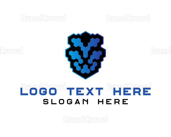 Pixel Lion Head Logo