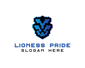 Pixel Lion Head logo design